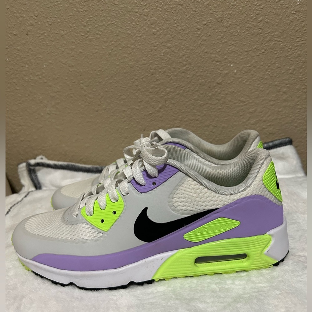 Nike Air Max 90 Golf in White/Lilac/Electric Green/Black Men's Size 8